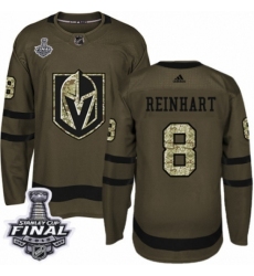 Youth Adidas Vegas Golden Knights #8 Griffin Reinhart Authentic Green Salute to Service 2018 Stanley Cup Final NHL Jersey