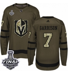 Men's Adidas Vegas Golden Knights #7 Jason Garrison Authentic Green Salute to Service 2018 Stanley Cup Final NHL Jersey