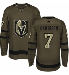 Men's Adidas Vegas Golden Knights #7 Jason Garrison Authentic Green Salute to Service NHL Jersey