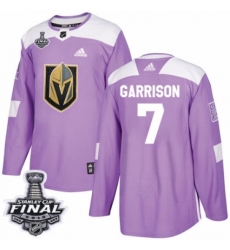 Men's Adidas Vegas Golden Knights #7 Jason Garrison Authentic Purple Fights Cancer Practice 2018 Stanley Cup Final NHL Jersey