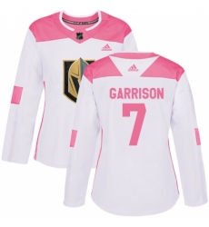 Women's Adidas Vegas Golden Knights #7 Jason Garrison Authentic White/Pink Fashion NHL Jersey