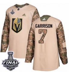 Youth Adidas Vegas Golden Knights #7 Jason Garrison Authentic Camo Veterans Day Practice 2018 Stanley Cup Final NHL Jersey