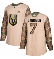 Youth Adidas Vegas Golden Knights #7 Jason Garrison Authentic Camo Veterans Day Practice NHL Jersey