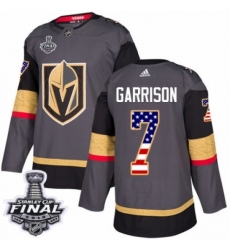 Youth Adidas Vegas Golden Knights #7 Jason Garrison Authentic Gray USA Flag Fashion 2018 Stanley Cup Final NHL Jersey