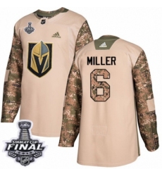 Men's Adidas Vegas Golden Knights #6 Colin Miller Authentic Camo Veterans Day Practice 2018 Stanley Cup Final NHL Jersey