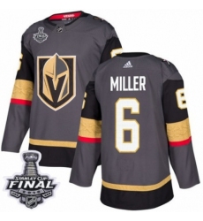 Men's Adidas Vegas Golden Knights #6 Colin Miller Authentic Gray Home 2018 Stanley Cup Final NHL Jersey
