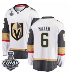 Men's Vegas Golden Knights #6 Colin Miller Authentic White Away Fanatics Branded Breakaway 2018 Stanley Cup Final NHL Jersey