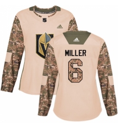 Women's Adidas Vegas Golden Knights #6 Colin Miller Authentic Camo Veterans Day Practice NHL Jersey
