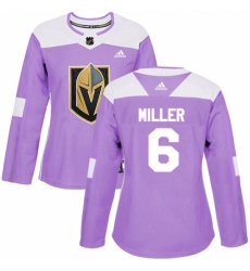 Women's Adidas Vegas Golden Knights #6 Colin Miller Authentic Purple Fights Cancer Practice NHL Jersey