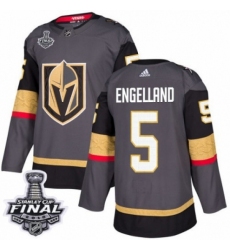 Men's Adidas Vegas Golden Knights #5 Deryk Engelland Premier Gray Home 2018 Stanley Cup Final NHL Jersey