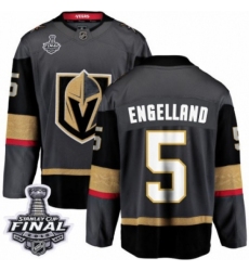 Men's Vegas Golden Knights #5 Deryk Engelland Authentic Black Home Fanatics Branded Breakaway 2018 Stanley Cup Final NHL Jersey