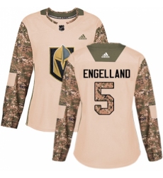 Women's Adidas Vegas Golden Knights #5 Deryk Engelland Authentic Camo Veterans Day Practice NHL Jersey