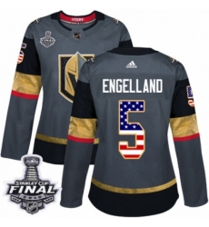 Women's Adidas Vegas Golden Knights #5 Deryk Engelland Authentic Gray USA Flag Fashion 2018 Stanley Cup Final NHL Jersey