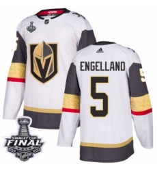 Women's Adidas Vegas Golden Knights #5 Deryk Engelland Authentic White Away 2018 Stanley Cup Final NHL Jersey