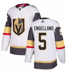 Women's Adidas Vegas Golden Knights #5 Deryk Engelland Authentic White Away NHL Jersey