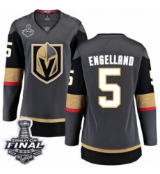 Women's Vegas Golden Knights #5 Deryk Engelland Authentic Black Home Fanatics Branded Breakaway 2018 Stanley Cup Final NHL Jersey