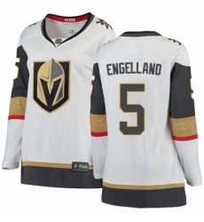 Women's Vegas Golden Knights #5 Deryk Engelland Authentic White Away Fanatics Branded Breakaway NHL Jersey