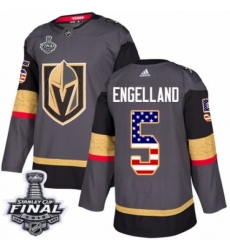 Youth Adidas Vegas Golden Knights #5 Deryk Engelland Authentic Gray USA Flag Fashion 2018 Stanley Cup Final NHL Jersey