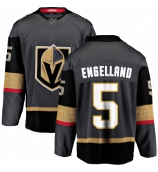 Youth Vegas Golden Knights #5 Deryk Engelland Authentic Black Home Fanatics Branded Breakaway NHL Jersey