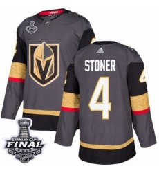 Men's Adidas Vegas Golden Knights #4 Clayton Stoner Authentic Gray Home 2018 Stanley Cup Final NHL Jersey