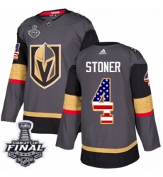 Men's Adidas Vegas Golden Knights #4 Clayton Stoner Authentic Gray USA Flag Fashion 2018 Stanley Cup Final NHL Jersey
