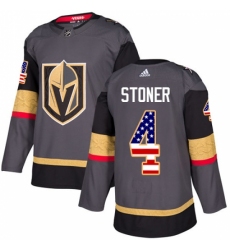 Men's Adidas Vegas Golden Knights #4 Clayton Stoner Authentic Gray USA Flag Fashion NHL Jersey