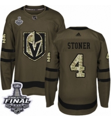 Men's Adidas Vegas Golden Knights #4 Clayton Stoner Authentic Green Salute to Service 2018 Stanley Cup Final NHL Jersey