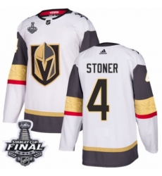 Men's Adidas Vegas Golden Knights #4 Clayton Stoner Authentic White Away 2018 Stanley Cup Final NHL Jersey