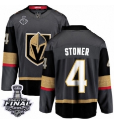 Men's Vegas Golden Knights #4 Clayton Stoner Authentic Black Home Fanatics Branded Breakaway 2018 Stanley Cup Final NHL Jersey