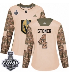 Women's Adidas Vegas Golden Knights #4 Clayton Stoner Authentic Camo Veterans Day Practice 2018 Stanley Cup Final NHL Jersey