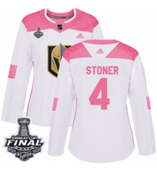 Women's Adidas Vegas Golden Knights #4 Clayton Stoner Authentic White/Pink Fashion 2018 Stanley Cup Final NHL Jersey