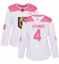 Women's Adidas Vegas Golden Knights #4 Clayton Stoner Authentic White/Pink Fashion NHL Jersey