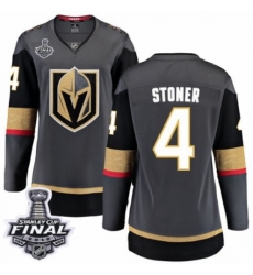 Women's Vegas Golden Knights #4 Clayton Stoner Authentic Black Home Fanatics Branded Breakaway 2018 Stanley Cup Final NHL Jersey
