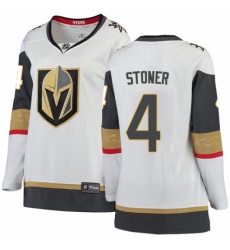 Women's Vegas Golden Knights #4 Clayton Stoner Authentic White Away Fanatics Branded Breakaway NHL Jersey
