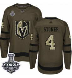Youth Adidas Vegas Golden Knights #4 Clayton Stoner Authentic Green Salute to Service 2018 Stanley Cup Final NHL Jersey