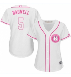 Women's Majestic Houston Astros #5 Jeff Bagwell Replica White Fashion Cool Base MLB Jersey