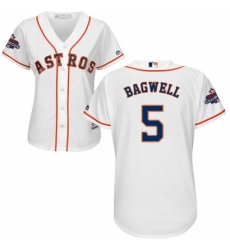 Women's Majestic Houston Astros #5 Jeff Bagwell Replica White Home 2017 World Series Champions Cool Base MLB Jersey