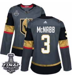 Women's Adidas Vegas Golden Knights #3 Brayden McNabb Authentic Gray Home 2018 Stanley Cup Final NHL Jersey