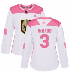Women's Adidas Vegas Golden Knights #3 Brayden McNabb Authentic White/Pink Fashion NHL Jersey
