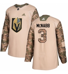 Youth Adidas Vegas Golden Knights #3 Brayden McNabb Authentic Camo Veterans Day Practice NHL Jersey