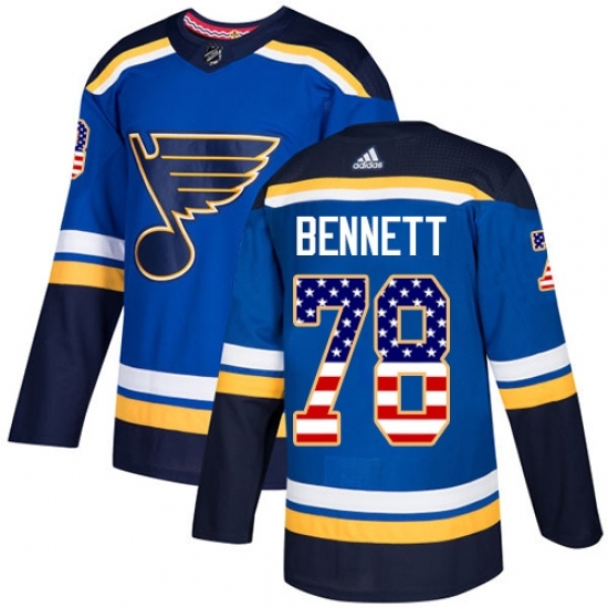 Men's Adidas St. Louis Blues #78 Beau Bennett Authentic Blue USA Flag Fashion NHL Jersey Men's Adidas St. Louis Blues #78 Beau Bennett Authentic Blue USA Flag Fashion NHL Jersey