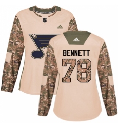 Women's Adidas St. Louis Blues #78 Beau Bennett Authentic Camo Veterans Day Practice NHL Jersey