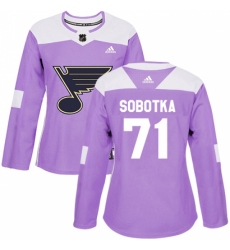Women's Adidas St. Louis Blues #71 Vladimir Sobotka Authentic Purple Fights Cancer Practice NHL Jersey