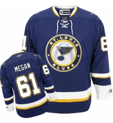 Men's Reebok St. Louis Blues #61 Wade Megan Authentic Navy Blue Third NHL Jersey