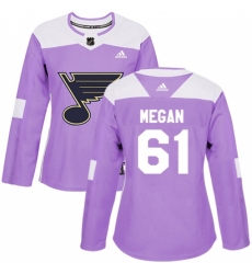 Women's Adidas St. Louis Blues #61 Wade Megan Authentic Purple Fights Cancer Practice NHL Jersey