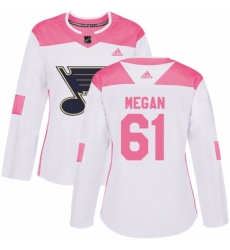 Women's Adidas St. Louis Blues #61 Wade Megan Authentic White/Pink Fashion NHL Jersey