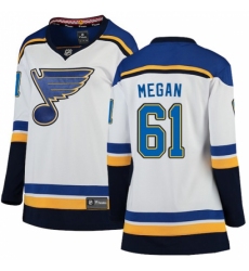 Women's St. Louis Blues #61 Wade Megan Fanatics Branded White Away Breakaway NHL Jerse