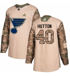 Men's Adidas St. Louis Blues #40 Carter Hutton Authentic Camo Veterans Day Practice NHL Jersey