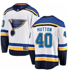 Men's St. Louis Blues #40 Carter Hutton Fanatics Branded White Away Breakaway NHL Jersey