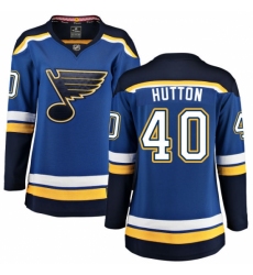 Women's St. Louis Blues #40 Carter Hutton Fanatics Branded Royal Blue Home Breakaway NHL Jersey